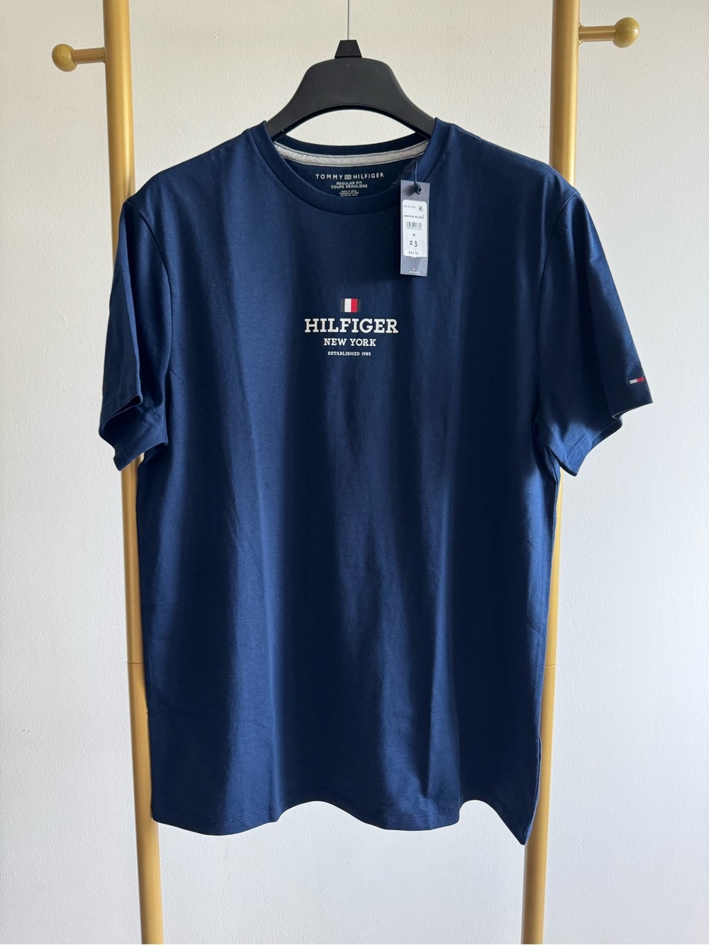 Tommy Hilfiger Navy Crew Neck Logo Tee with Red & White Accent